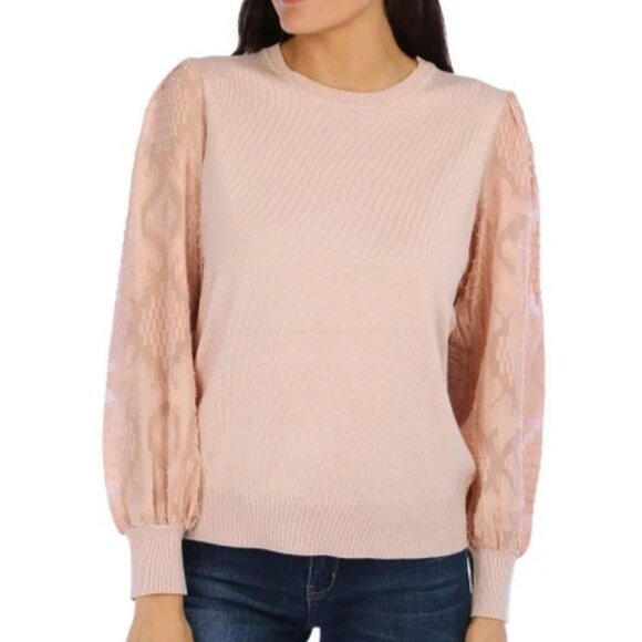 RIO & RIAN Long Sleeve Lightweight Sweater Blush Pink Size Medium NWT New Preppy - Picture 1 of 11